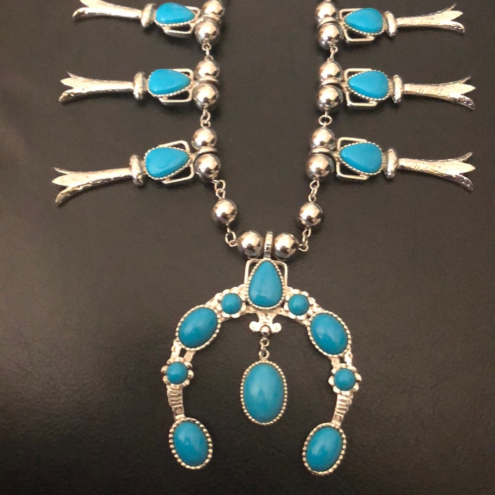 Vintage Squash Blossom Necklace. Statement Piece
